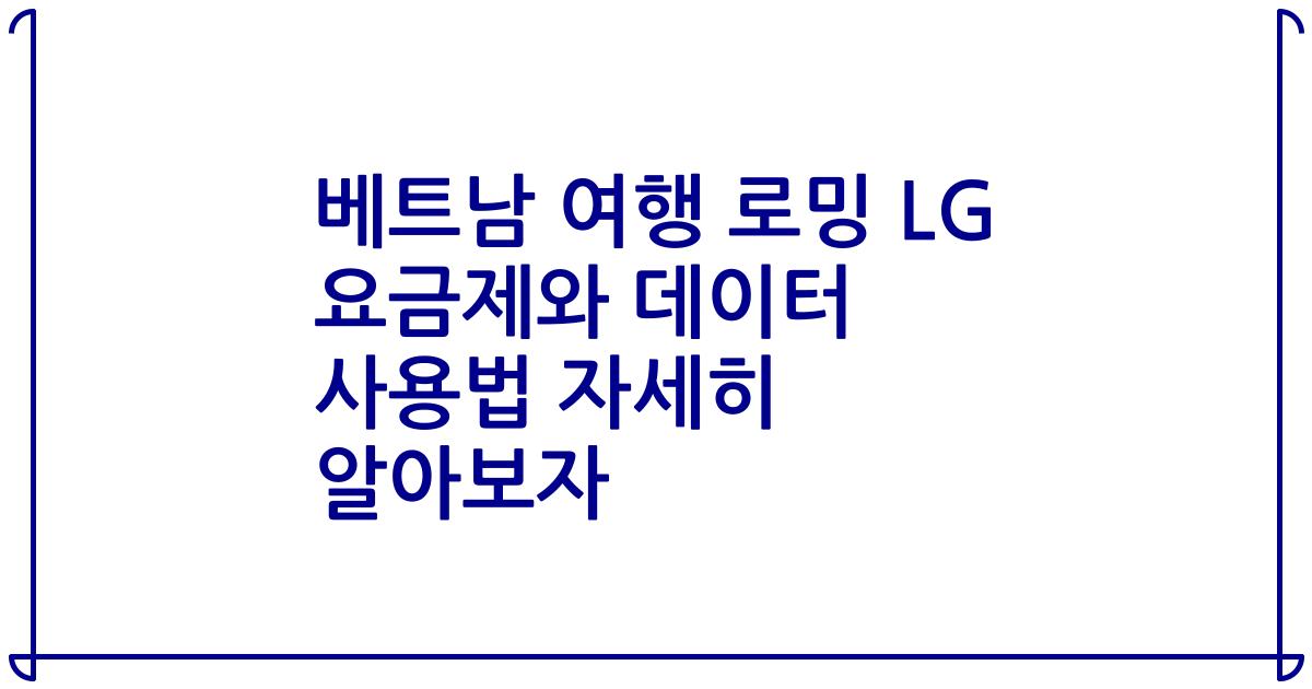 베트남 여행 로밍 LG 요금제와 데이터 사용법 자세히 알아보자