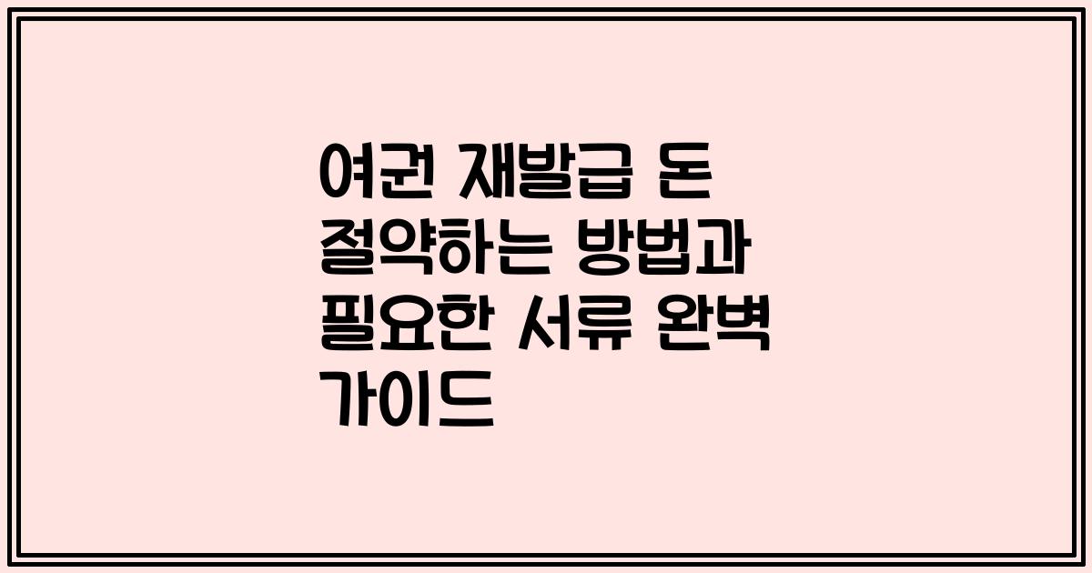 여권 재발급 돈 절약하는 방법과 필요한 서류 완벽 가이드