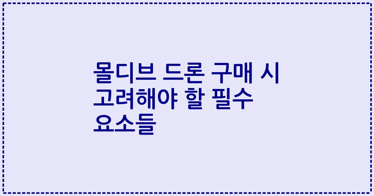 몰디브 드론 구매 시 고려해야 할 필수 요소들
